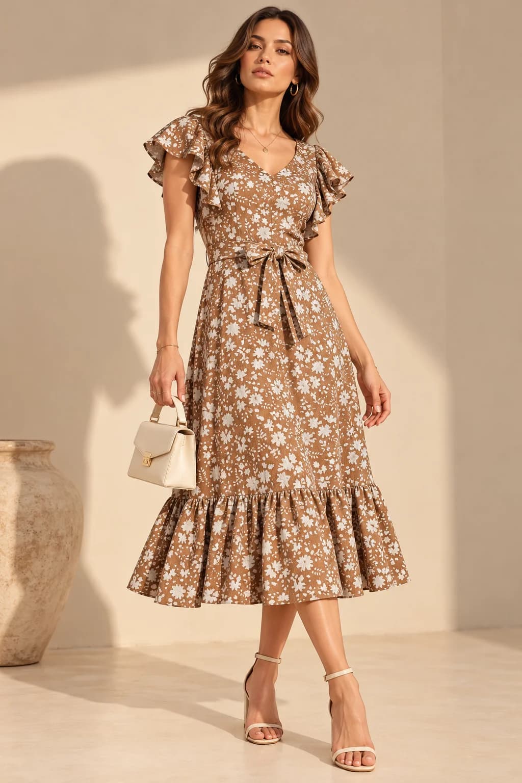 Printed Meadow Bloom Tie-Waist Dress — view 5